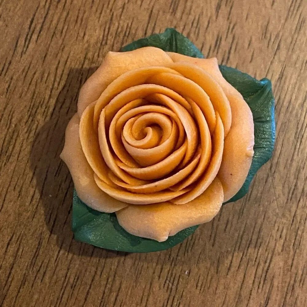 Ceramic Rose Brooch Vintage